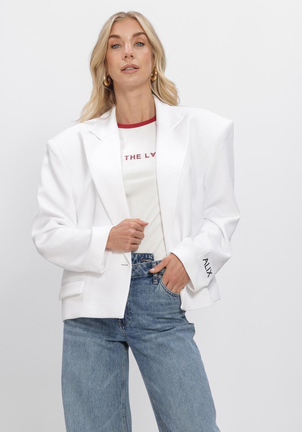 Alix the Label Blazer Dames Ladies Woven Oversized Twill Blazer, Maat: L, Kleur: Wit